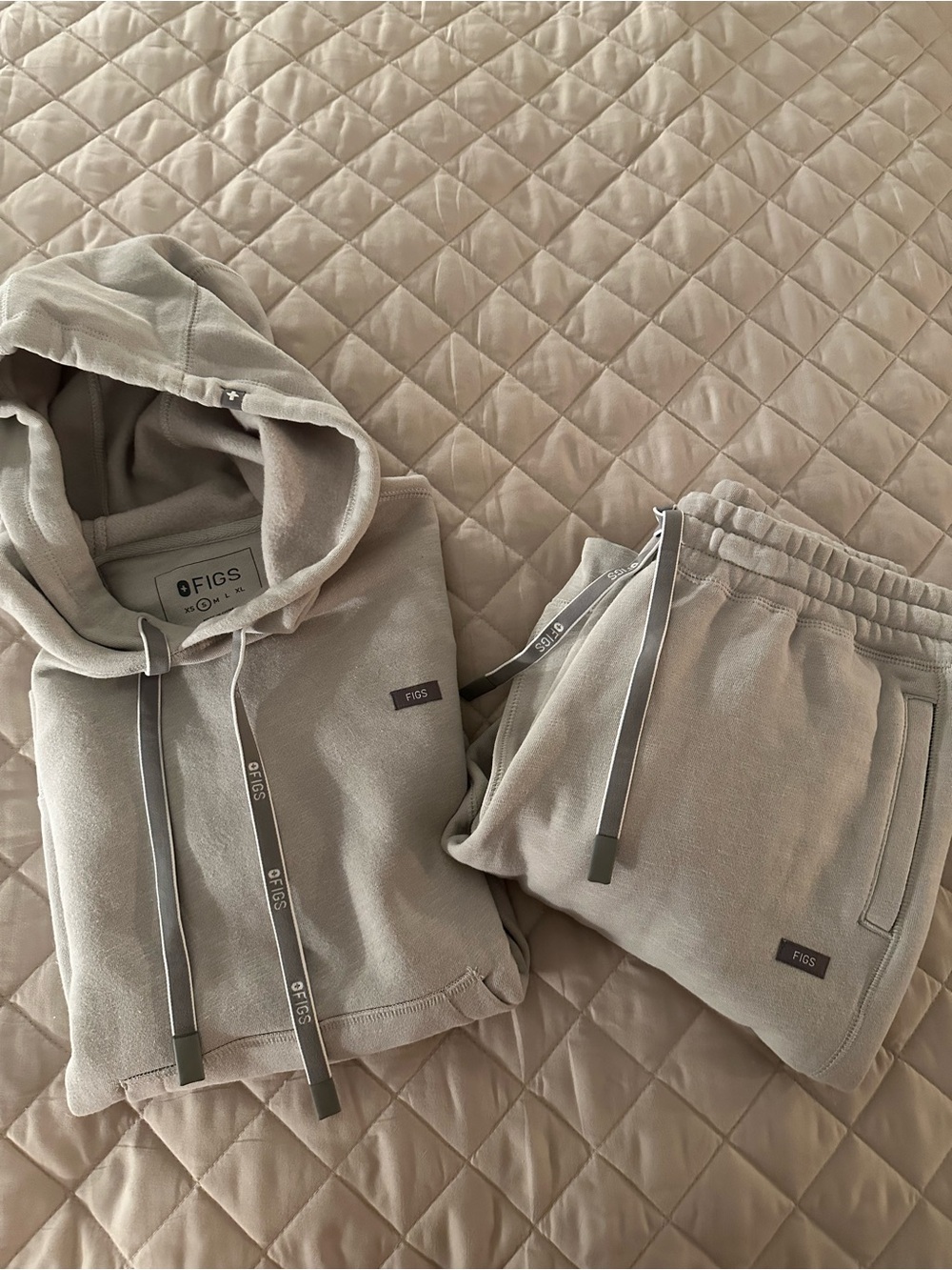 FIGS Hooded Sweatshirt and Joggers Set in Grey
